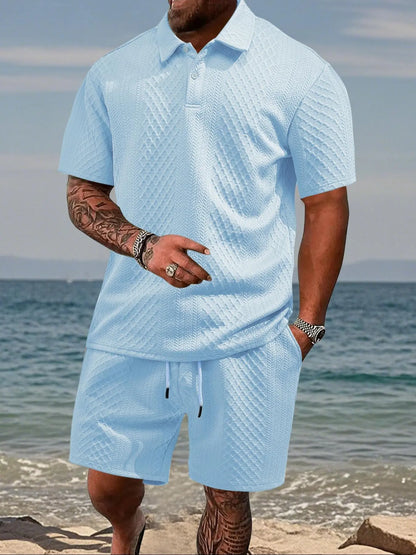 Polo Shirt & Drawstring Waist Shorts Set