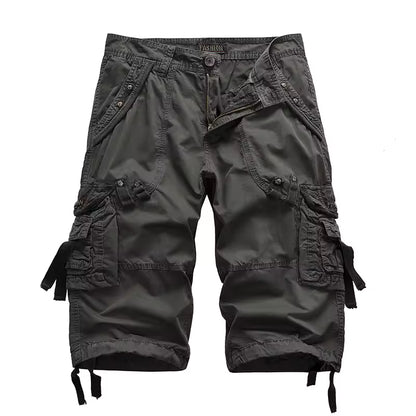Summer Cargo Shorts Men Cotton